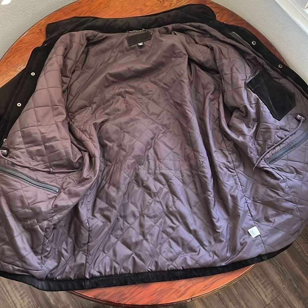 J.Crew Brown Suede Leather Jacket Men’s XL Heavy Coat Zipper Snap Front